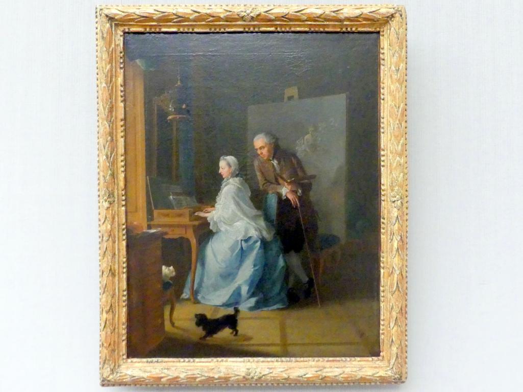 Johann Heinrich Tischbein der Ältere (1754–1789), Selbstbildnis mit seiner ersten Frau am Klavichord, Berlin, Gemäldegalerie ("Berliner Wunder"), Kabinett 22, 1756–1757