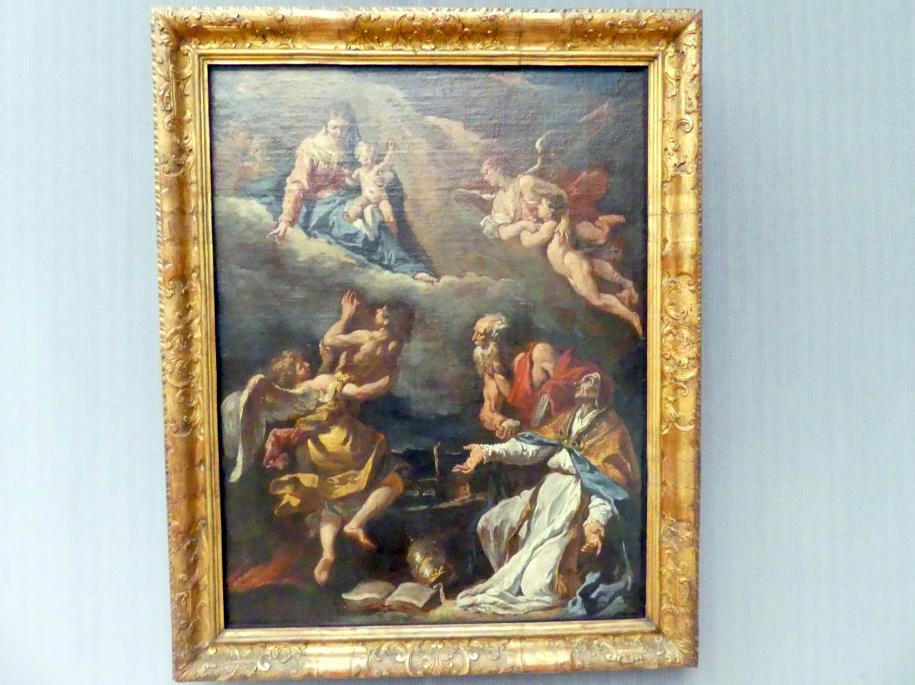 Sebastiano Ricci (1692–1733), Die Fürbitte des hl. Gregor für die Seelen im Fegefeuer, Berlin, Gemäldegalerie ("Berliner Wunder"), Kabinett 24, um 1730, Bild 1/2