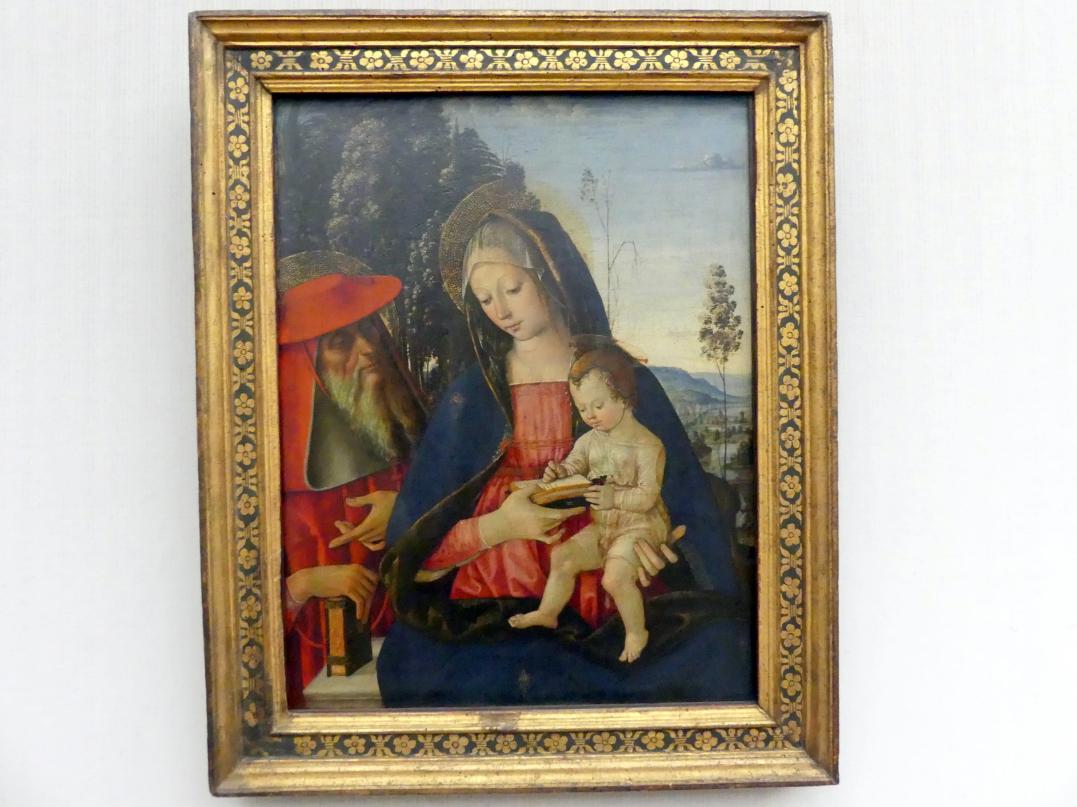 Pinturicchio (Pintoricchio) (1484–1505), Maria mit dem Kind und dem hl. Hieronymus, Berlin, Gemäldegalerie ("Berliner Wunder"), Kabinett 29, Undatiert, Bild 1/2