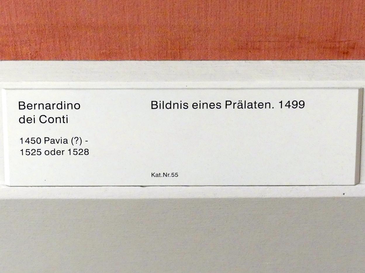 Bernardino de Conti (1499–1500), Bildnis eines Prälaten, Berlin, Gemäldegalerie ("Berliner Wunder"), Kabinett 31, 1499, Bild 2/2