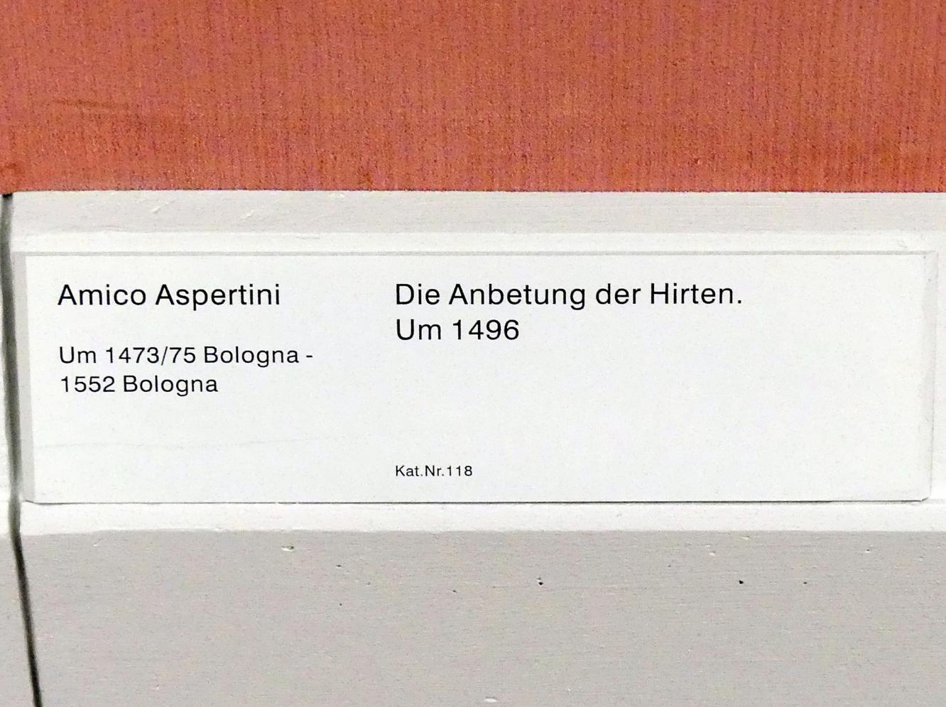 Amico Aspertini (1496–1525), Die Anbetung der Hirten, Berlin, Gemäldegalerie ("Berliner Wunder"), Kabinett 32, um 1496, Bild 2/2