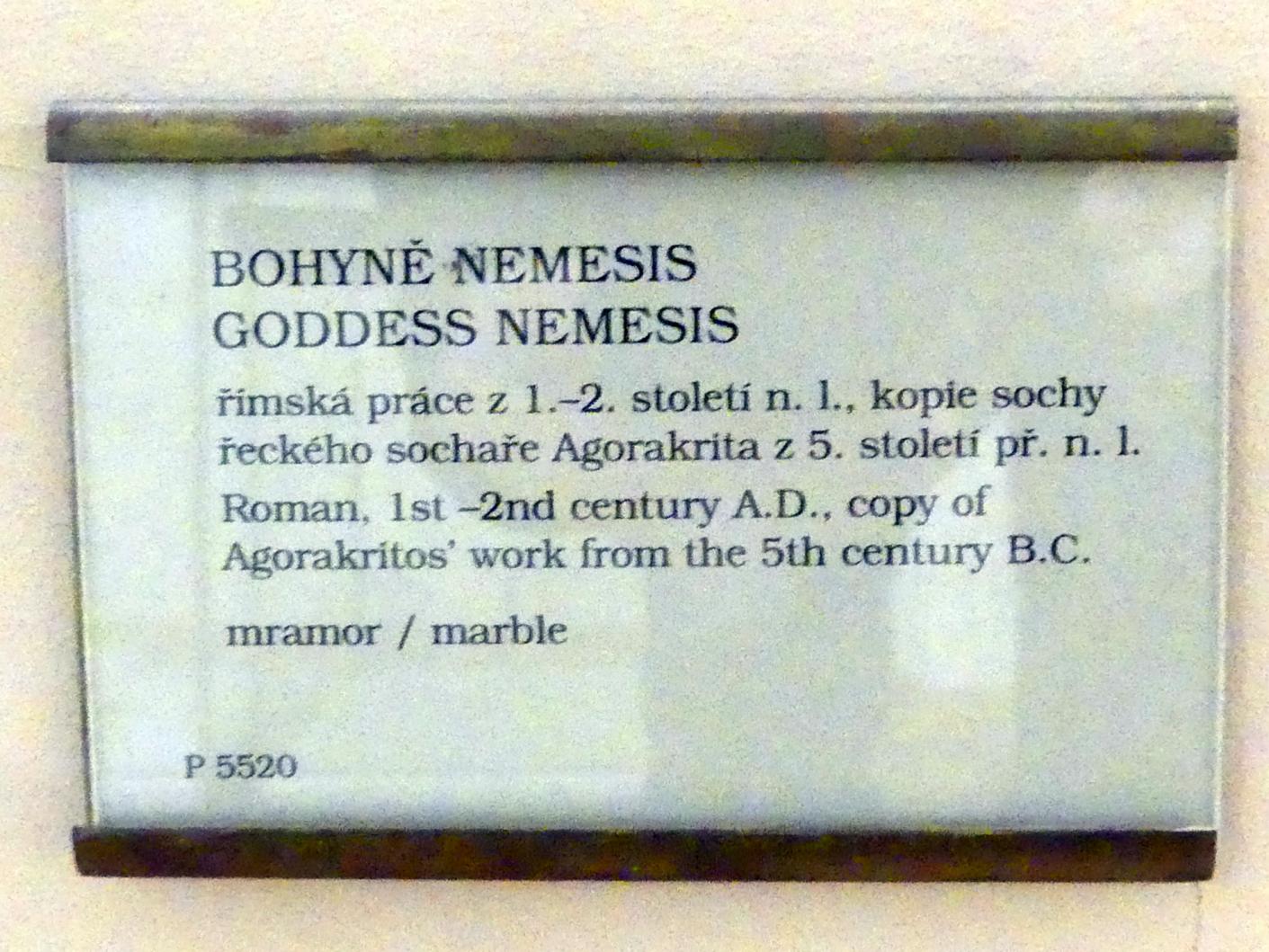 Göttin Nemesis, Prag, Nationalgalerie im Palais Sternberg, 1. Obergeschoss, Saal 1, 0–200, Bild 2/2
