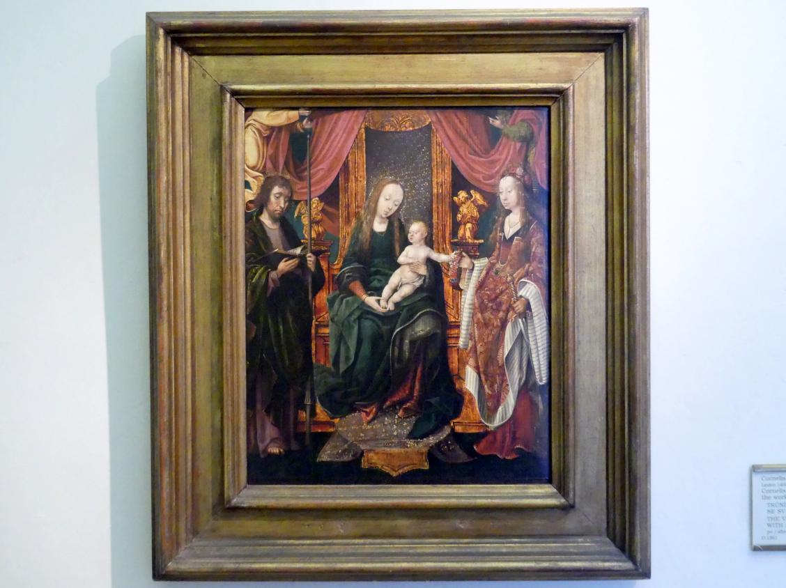 Cornelis Engebrechtsz (1501–1522), Thronende Maria mit dem Kind und den hll. Apostel Thomas und Cäcilia, Prag, Nationalgalerie im Palais Sternberg, 1. Obergeschoss, Saal 9, nach 1500