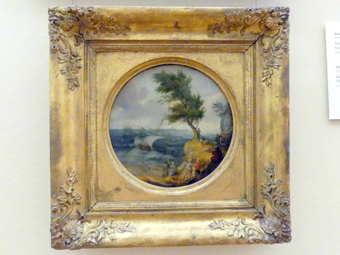 Adam Willaerts (1624–1651), Felsige Landschaft mit stürmischer See, Prag, Nationalgalerie im Palais Sternberg, 2. Obergeschoss, Saal 15, 1625, Bild 1/2