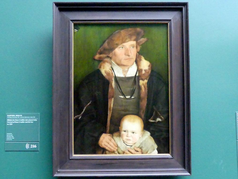 Barthel Beham (1523–1540), Bildnis des Hans Urmiller mit seinem Sohn, Frankfurt am Main, Städel Museum, 2. Obergeschoss, Saal 2, um 1525