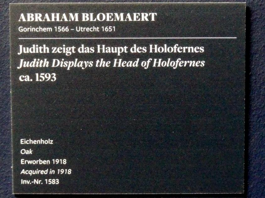 Abraham Bloemaert (1592–1637), Judith zeigt das Haupt des Holofernes, Frankfurt am Main, Städel Museum, 2. Obergeschoss, Saal 6, um 1593, Bild 2/2