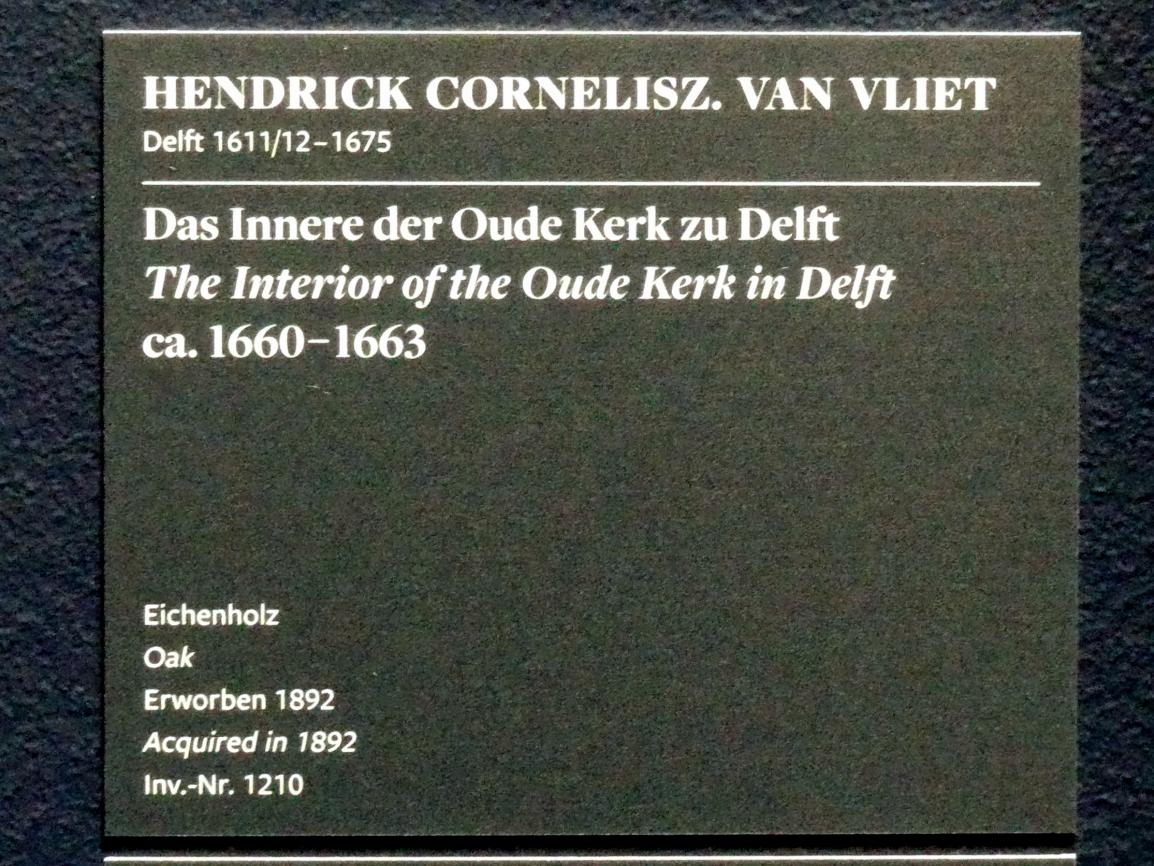 Hendrick Cornelisz. van Vliet (1655–1665), Das Innere der Oude Kerk zu Delft, Frankfurt am Main, Städel Museum, 2. Obergeschoss, Saal 7, um 1660–1663, Bild 2/2