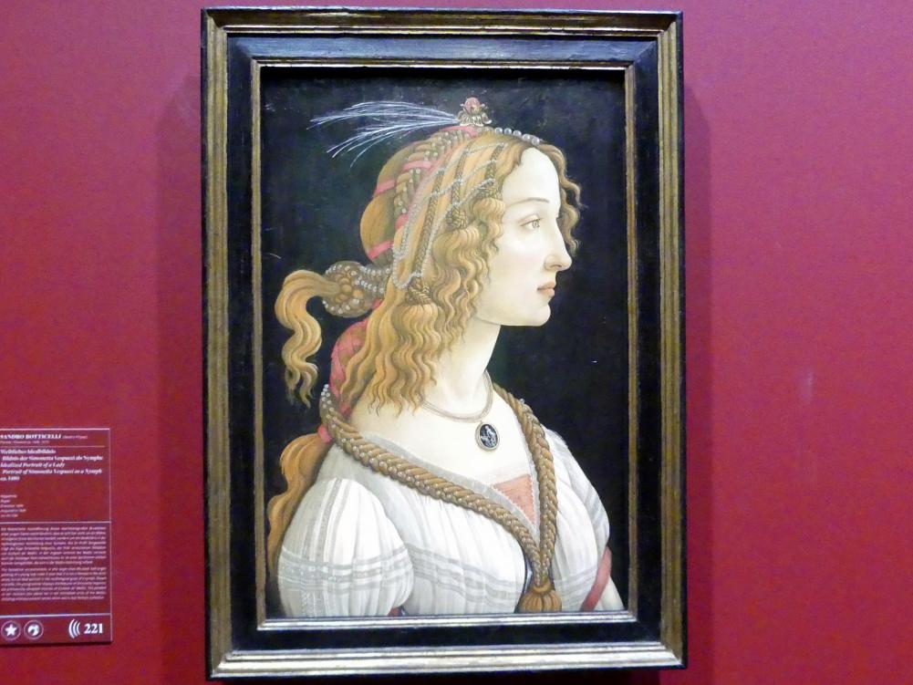 Sandro Botticelli (1462–1500), Weibliches Idealbildnis (Bildnis der Simonetta Vespucci als Nymphe), Frankfurt am Main, Städel Museum, 2. Obergeschoss, Saal 13, um 1480