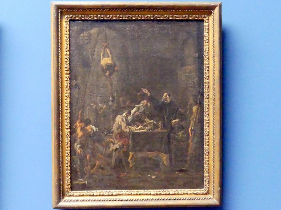 Alessandro Magnasco (1690–1737), Peinliches Verhöhr / Folterszene, Frankfurt am Main, Städel Museum, 2. Obergeschoss, Saal 14, um 1727–1730, Bild 3/4