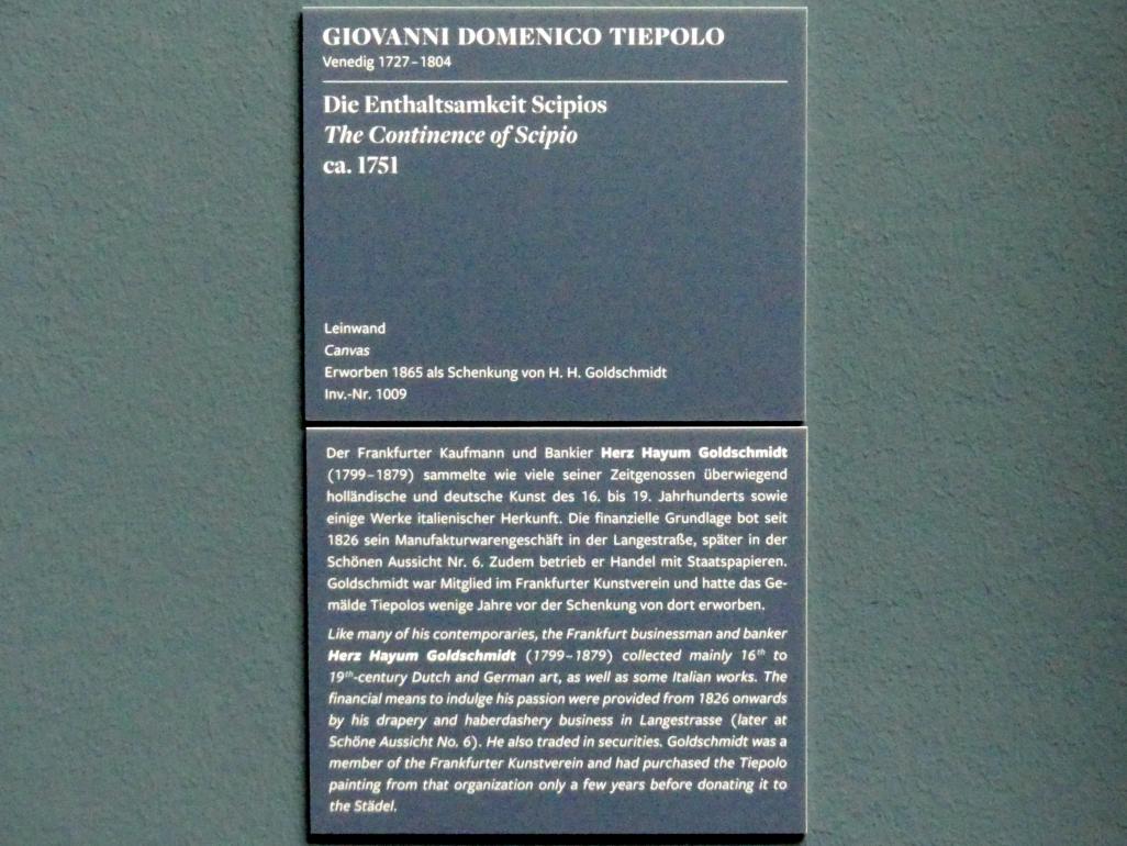 Giovanni Domenico Tiepolo (1743–1785), Die Enthaltsamkeit Scipios, Frankfurt am Main, Städel Museum, 2. Obergeschoss, Saal 14, um 1751, Bild 2/2