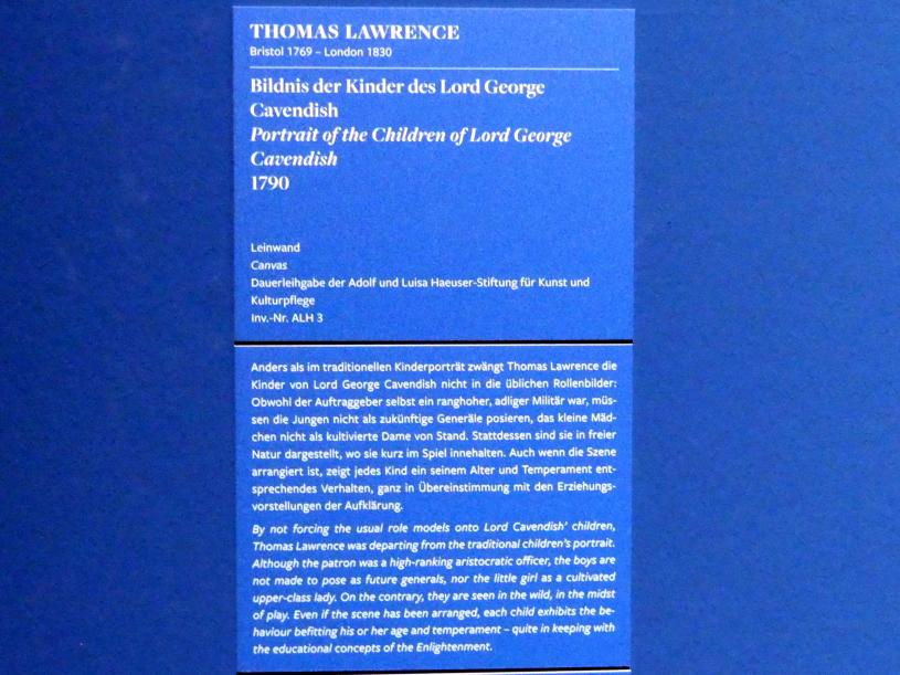 Thomas Lawrence (1789–1825), Bildnis der Kinder des Lord George Cavendish, Frankfurt am Main, Städel Museum, 2. Obergeschoss, Saal 16, 1790, Bild 5/5