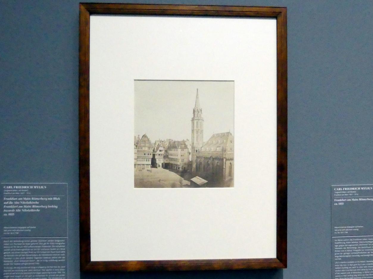 Carl Friedrich Mylius (1855–1870), Frankfurt am Main: Römerberg mit Blick auf die Alte Nikolaikirche, Frankfurt am Main, Städel Museum, 1. Obergeschoss, Saal 3, um 1855