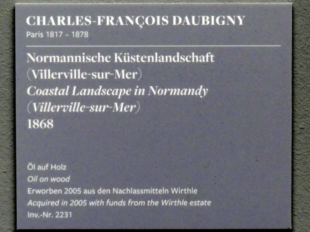 Charles-François Daubigny (1847–1876), Normannische Küstenlandschaft (Villerville-sur-Mer), Frankfurt am Main, Städel Museum, 1. Obergeschoss, Saal 4, 1868, Bild 2/2