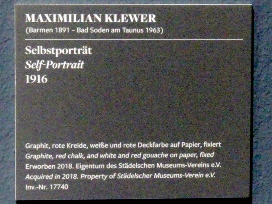 Maximilian Klewer (1907–1936), Selbstportrait, Frankfurt am Main, Städel Museum, 1. Obergeschoss, Saal 7, 1916, Bild 2/2