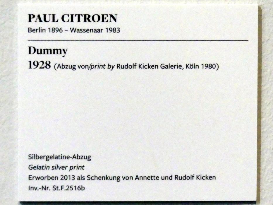 Paul Citroen (1928), Dummy, Frankfurt am Main, Städel Museum, 1. Obergeschoss, Saal 10, 1928, Bild 2/2