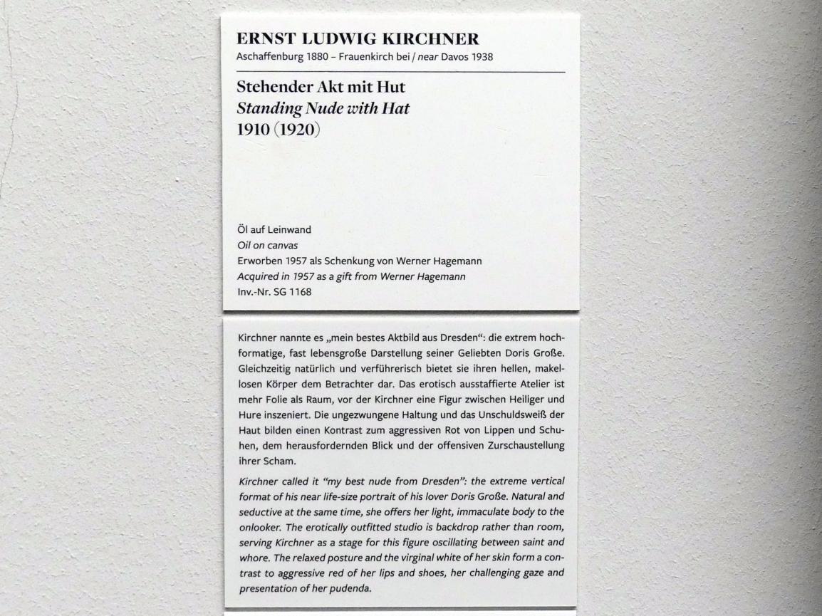 Ernst Ludwig Kirchner (1904–1933), Stehender Akt mit Hut, Frankfurt am Main, Städel Museum, 1. Obergeschoss, Saal 11, 1910, Bild 2/2