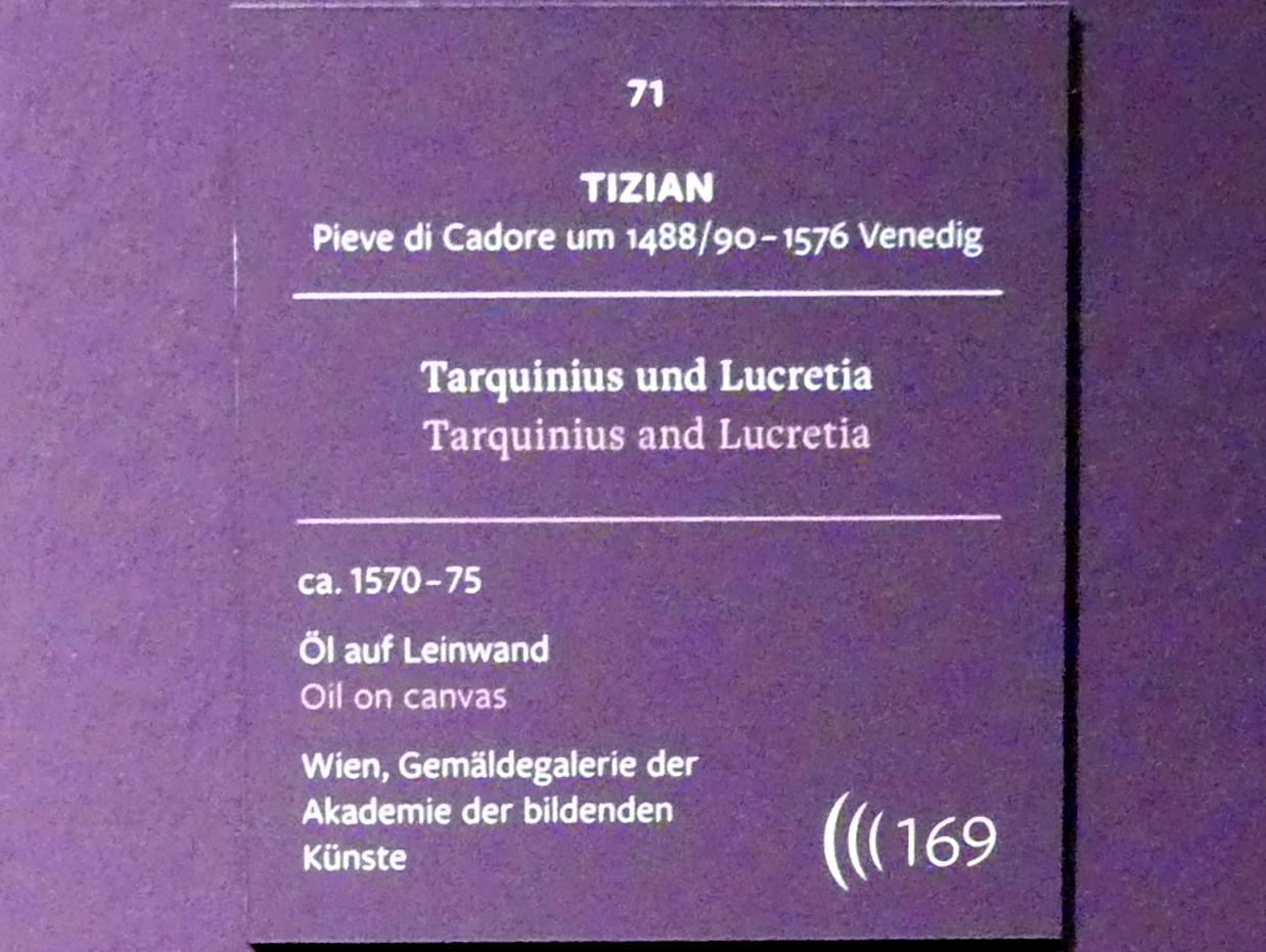Tiziano Vecellio (Tizian) (1509–1575), Tarquinius und Lucretia, Frankfurt, Städel, Ausstellung "Tizian und die Renaissance in Venedig" vom 13.02. - 26.05.2019, Teil 2, Raum 2, um 1570–1575, Bild 2/3