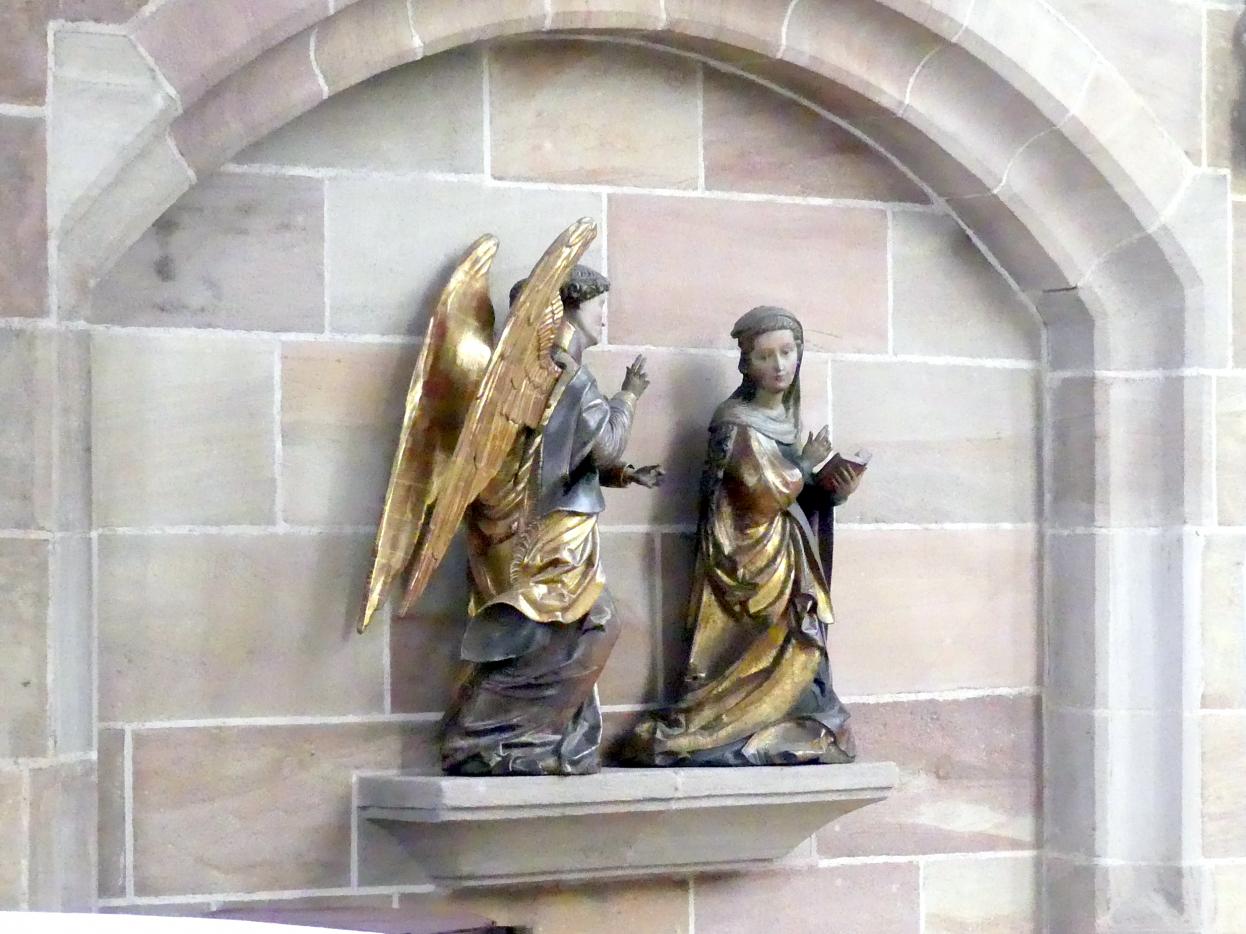 Veit Stoß (1495–1524), Verkündigungsengel und Leuchterengel, Nürnberg, Stadtpfarrkirche Zu Unserer lieben Frau (Frauenkirche), Beginn 16. Jhd., Bild 2/6