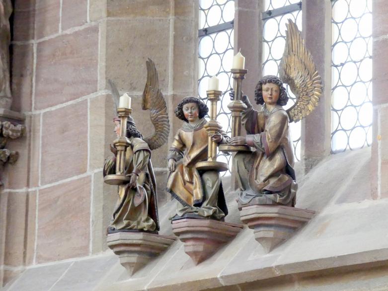Veit Stoß (1495–1524), Verkündigungsengel und Leuchterengel, Nürnberg, Stadtpfarrkirche Zu Unserer lieben Frau (Frauenkirche), Beginn 16. Jhd., Bild 3/6