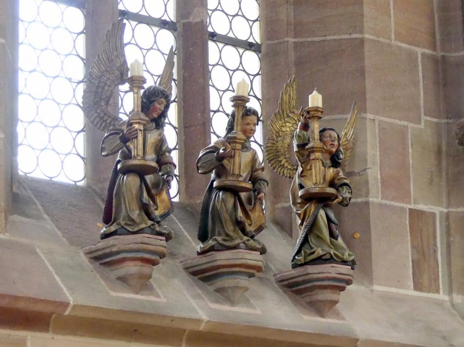 Veit Stoß (1495–1524), Verkündigungsengel und Leuchterengel, Nürnberg, Stadtpfarrkirche Zu Unserer lieben Frau (Frauenkirche), Beginn 16. Jhd., Bild 4/6