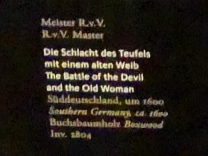 Meister R.v.V. (1600), Die Schlacht des Teufels mit einem alten Weib, Frankfurt am Main, Liebieghaus Skulpturensammlung, Renaissance, um 1600, Bild 2/2