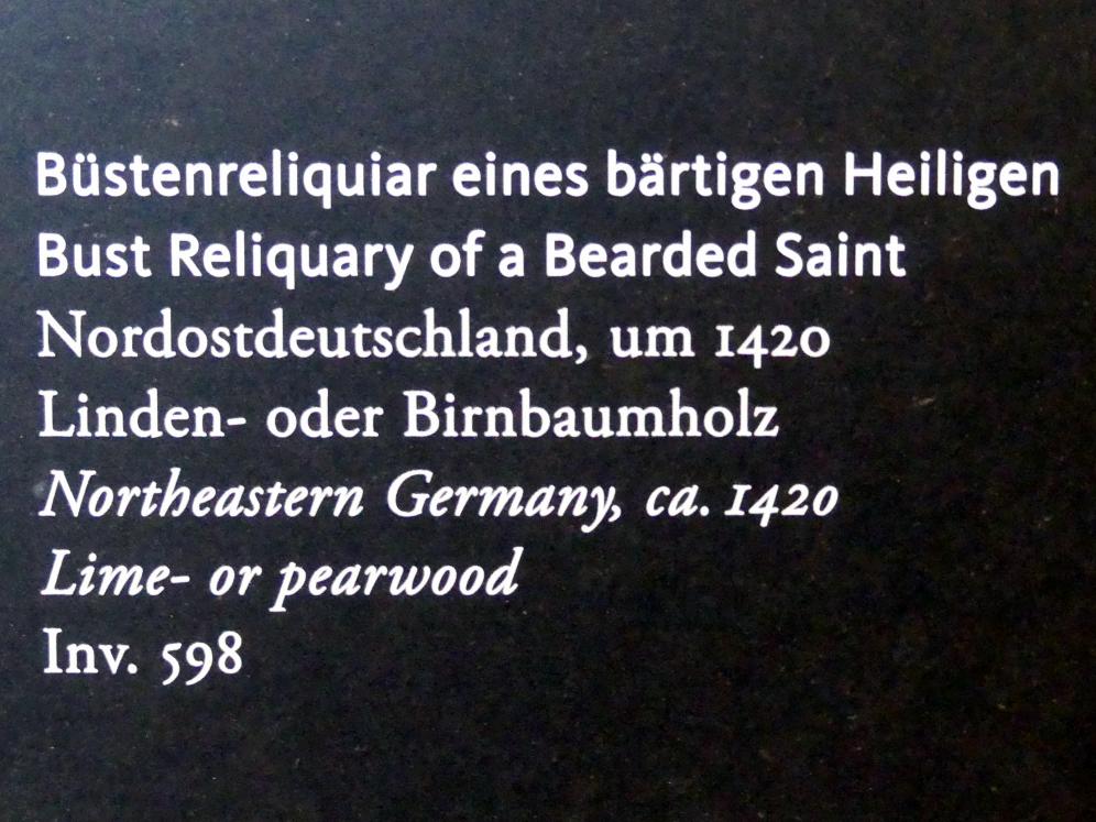 Büstenreliquiar eines bärtigen Heiligen, Frankfurt am Main, Liebieghaus Skulpturensammlung, Portraits vom 15.-19. Jahrhundert, um 1420, Bild 2/2