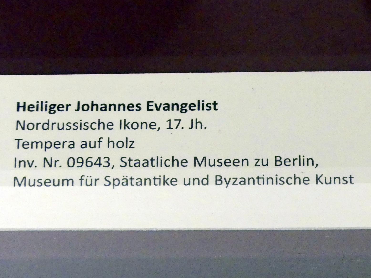 Heiliger Johannes Evangelist, Frankfurt am Main, Ikonen-Museum, Obergeschoss, 17. Jhd., Bild 2/2