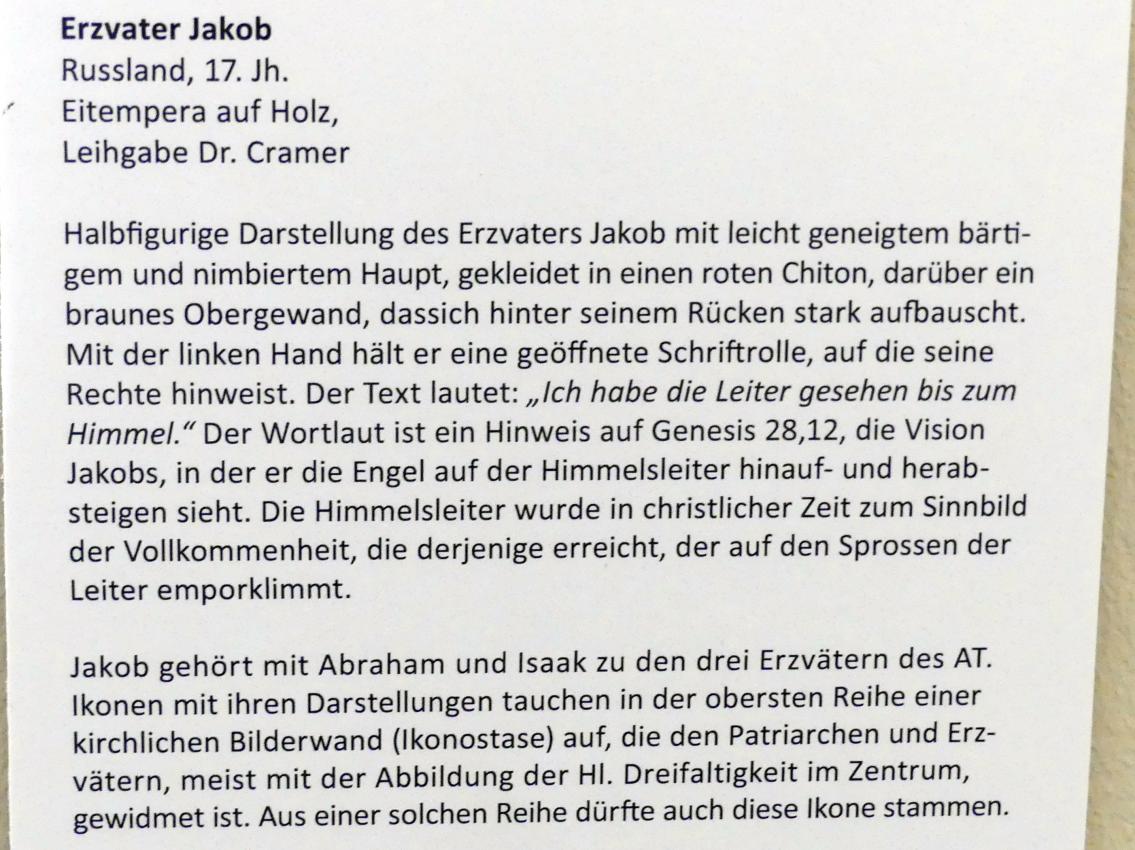 Erzvater Jakob, Frankfurt am Main, Ikonen-Museum, Erdgeschoss, 17. Jhd., Bild 2/2