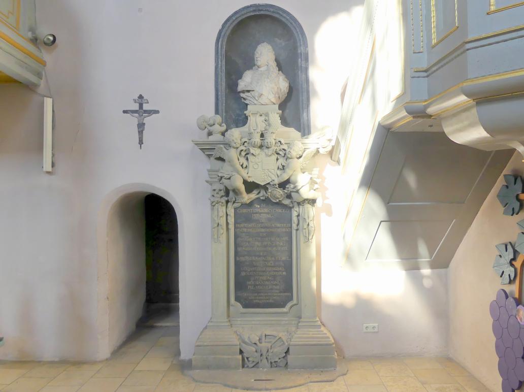Grabmal für Christoph Carl Pfinzing, Großgründlach, ev. Pfarrkirche St. Laurentius, nach 1739, Bild 1/2