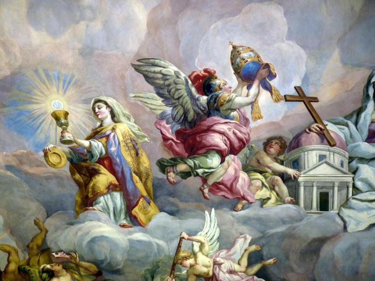 Johann Michael Rottmayr (1674–1730), Kuppelfresko und vier Gewölbefresken der Kreuzarme, Wien, Kirche St. Karl Borromäus ('Wiener Karlskirche'), 1725–1730, Bild 8/17