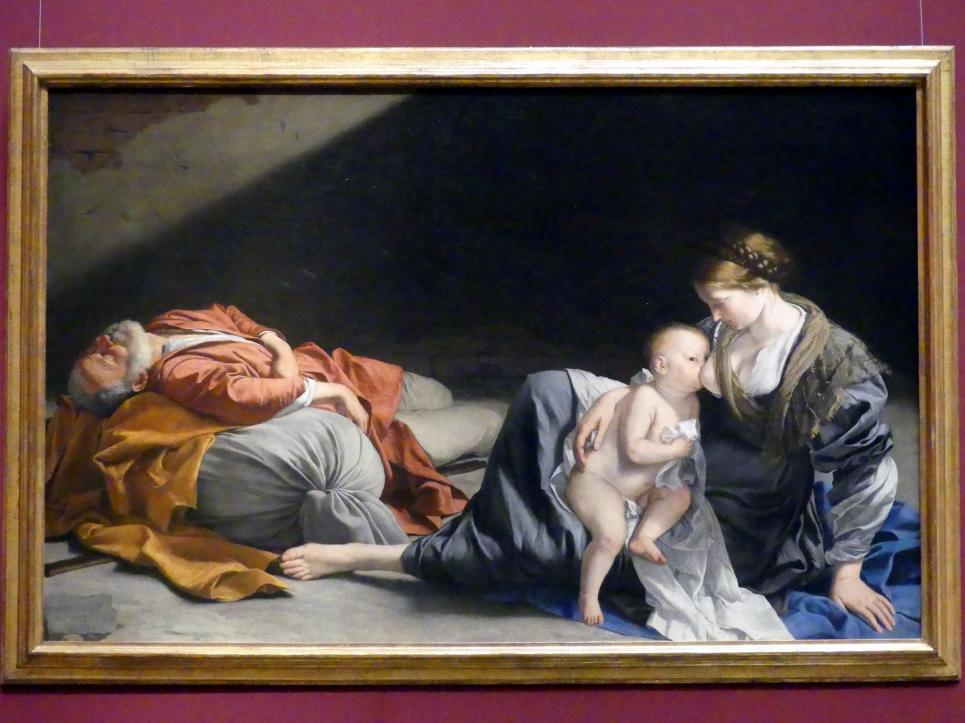 Orazio Gentileschi (1606–1632), Ruhe auf der Flucht nach Ägypten, Wien, Kunsthistorisches Museum, Saal V, um 1626–1628, Bild 1/2