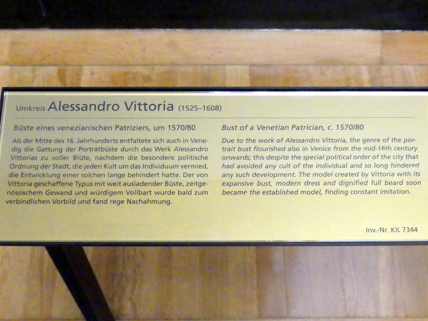 Alessandro Vittoria (Umkreis) (1575), Büste eines venezianischen Patriziers, Wien, Kunsthistorisches Museum, Saal IV, um 1570–1580, Bild 5/5