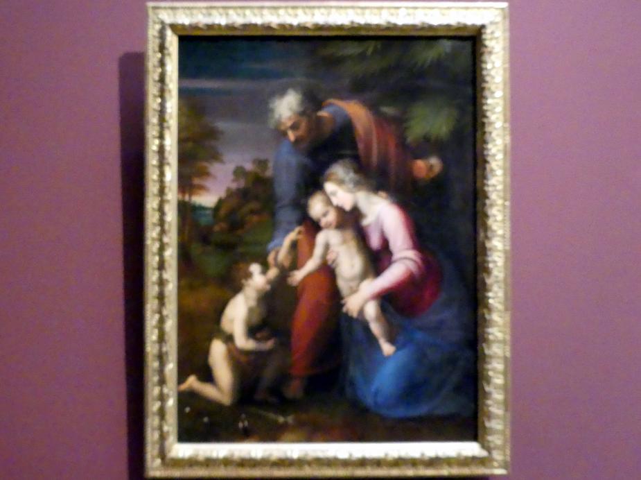 Raffael (Raffaello Sanzio da Urbino, Raffaello Santi) (1501–1519), Heilige Familie mit dem kleinen Johannes, Wien, Kunsthistorisches Museum, Saal III, um 1513–1514, Bild 1/2