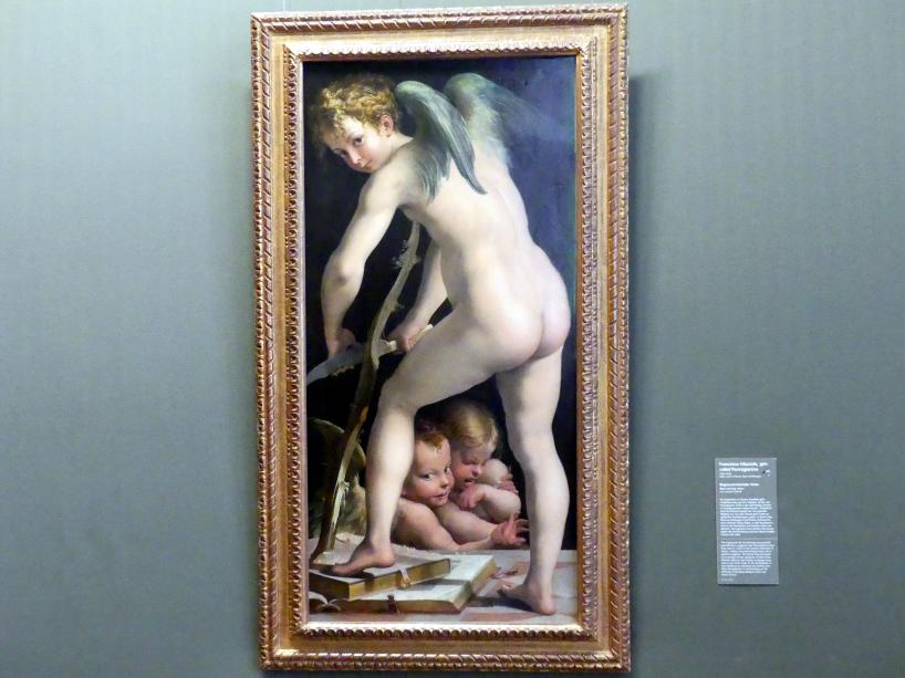 Parmigianino (Girolamo Francesco Maria Mazzola) (1519–1539), Bogenschnitzender Amor, Wien, Kunsthistorisches Museum, Kabinett 3, um 1534–1539