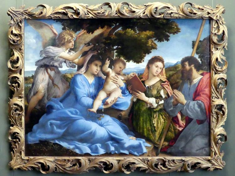 Lorenzo Lotto (1503–1549), Maria mit Kind und den hll. Katharina und Jakobus d.Ä., Wien, Kunsthistorisches Museum, Kabinett 3, um 1527–1533, Bild 1/2