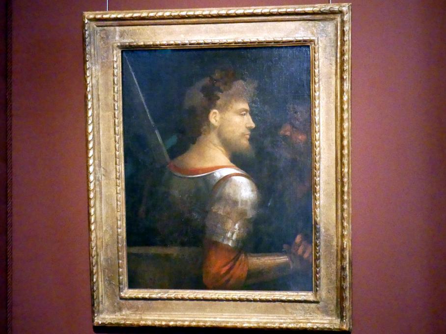 Giorgio da Castelfranco (Giorgione) (1505–1510), Bildnis eines Kriegers, Wien, Kunsthistorisches Museum, Kabinett 4, um 1505–1510, Bild 1/2