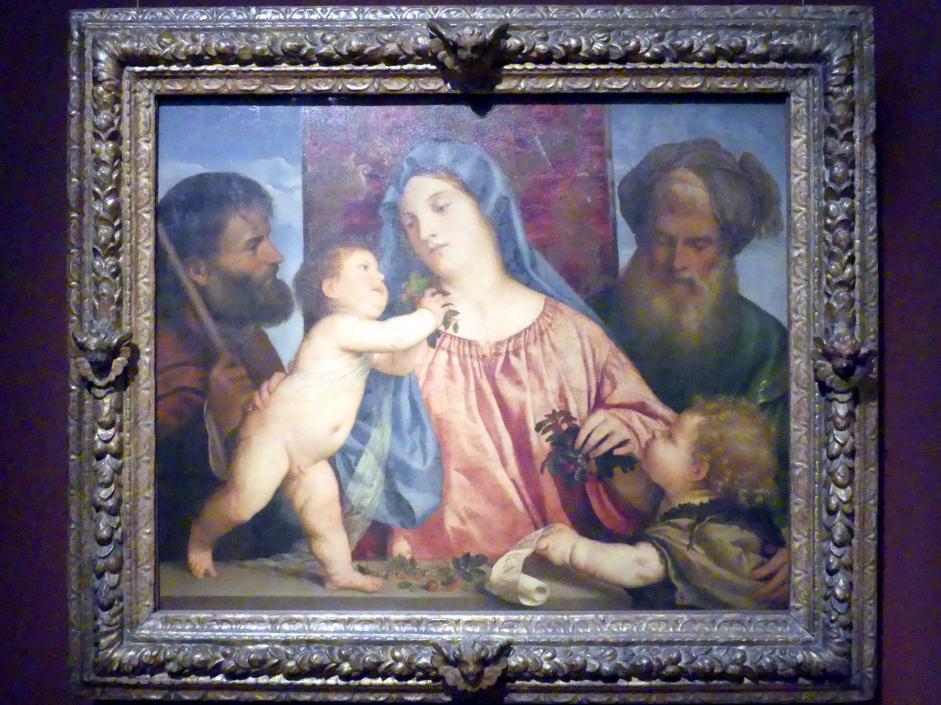 Tiziano Vecellio (Tizian) (1509–1575), Kirschenmadonna, Wien, Kunsthistorisches Museum, Kabinett 4, um 1516–1518, Bild 1/2