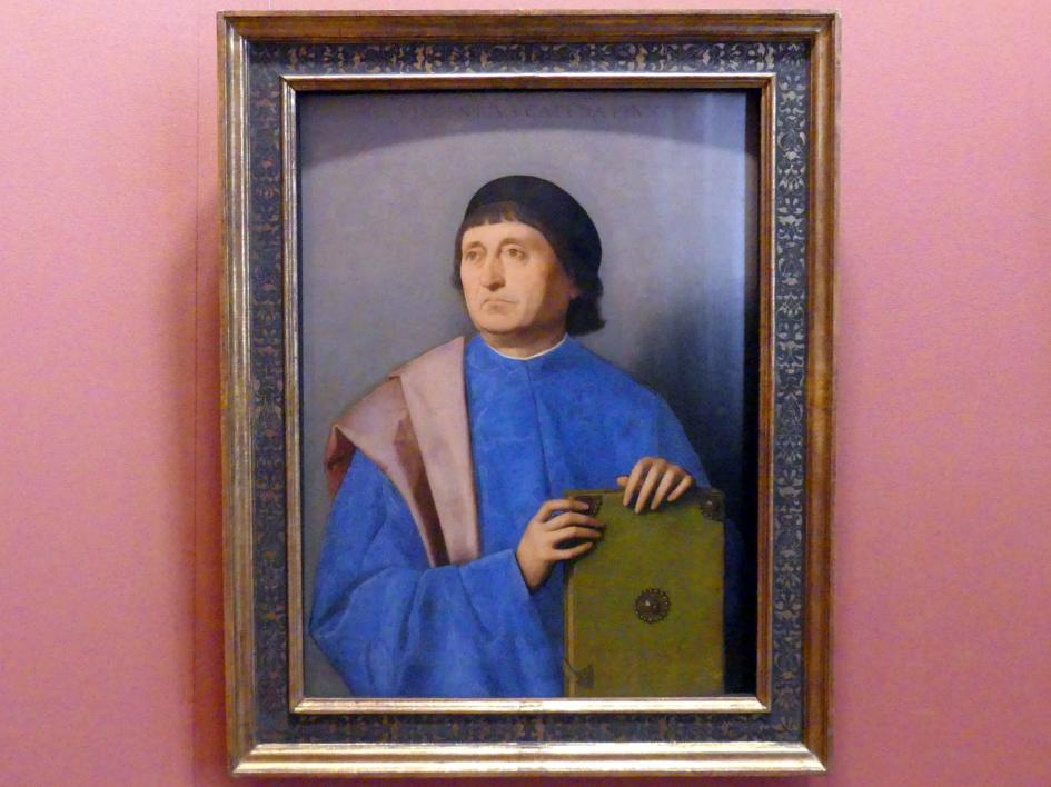 Vincenzo Catena (1510–1526), Bildnis eines Mannes mit Buch, Wien, Kunsthistorisches Museum, Kabinett 6, um 1520