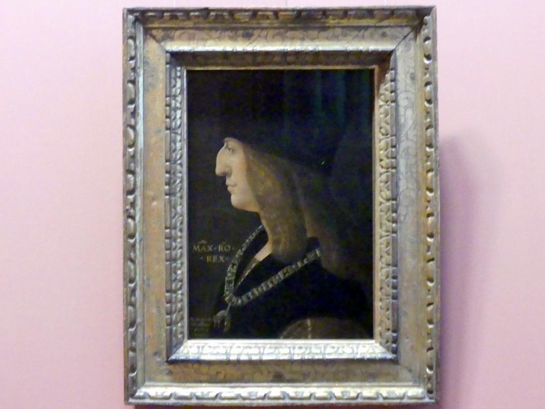 Ambrogio de Predis (1497–1502), Kaiser Maximilian I., Wien, Kunsthistorisches Museum, Kabinett 7, 1502, Bild 1/2