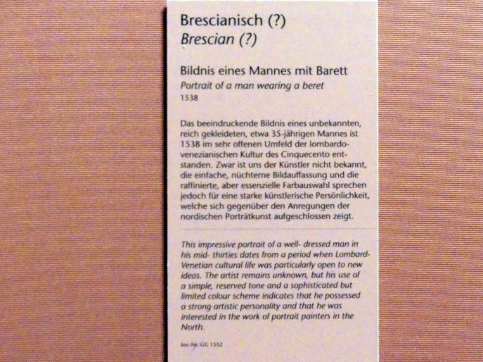 Bildnis eines Mannes mit Barett, Wien, Kunsthistorisches Museum, Kabinett 8, 1538, Bild 2/2