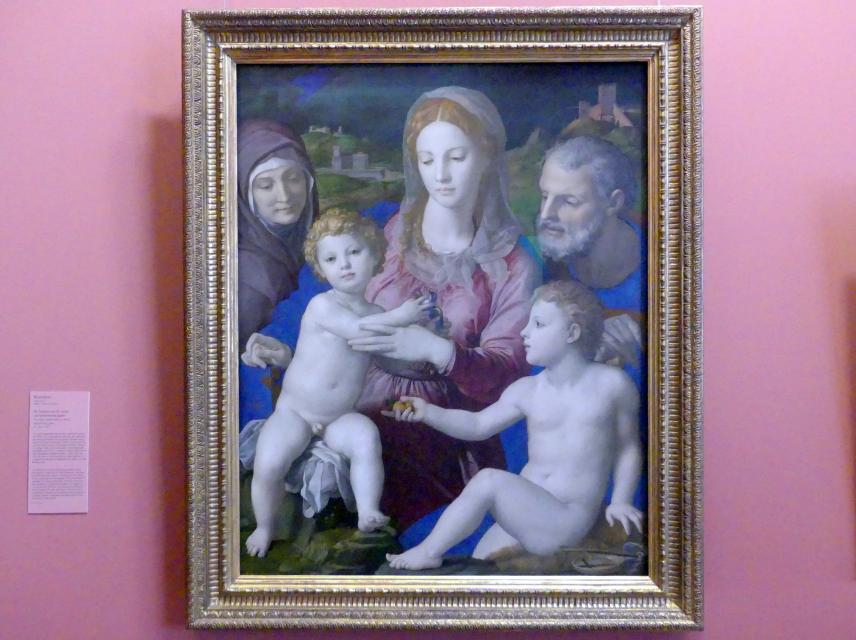 Agnolo di Cosimo di Mariano (Bronzino) (1526–1562), Heilige Familie mit hl. Anna und Johannesknaben, Wien, Kunsthistorisches Museum, Kabinett 9, um 1540, Bild 1/2