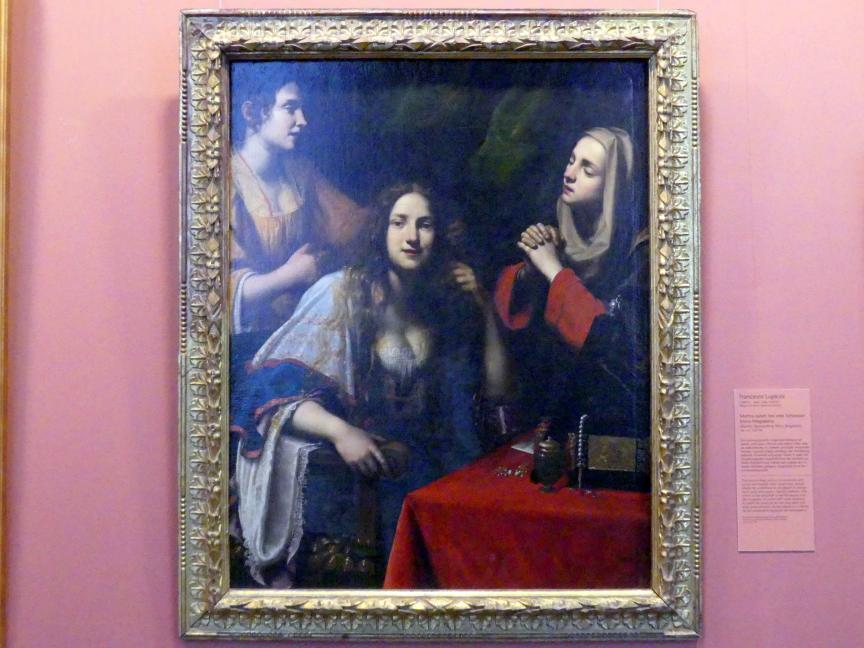 Francesco Lupicini (1627), Martha tadelt ihre eitle Schwester Maria Magdalena, Wien, Kunsthistorisches Museum, Kabinett 12, um 1625–1630, Bild 1/2