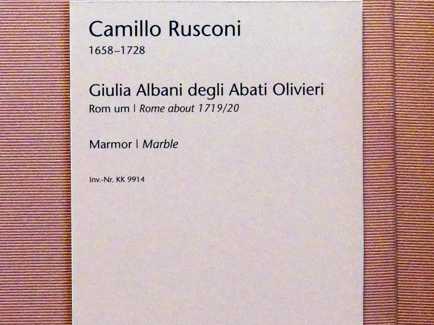 Camillo Rusconi (1719), Giulia Albani degli Abati Olivieri, Wien, Kunsthistorisches Museum, Kabinett 12, um 1719–1720, Bild 5/5