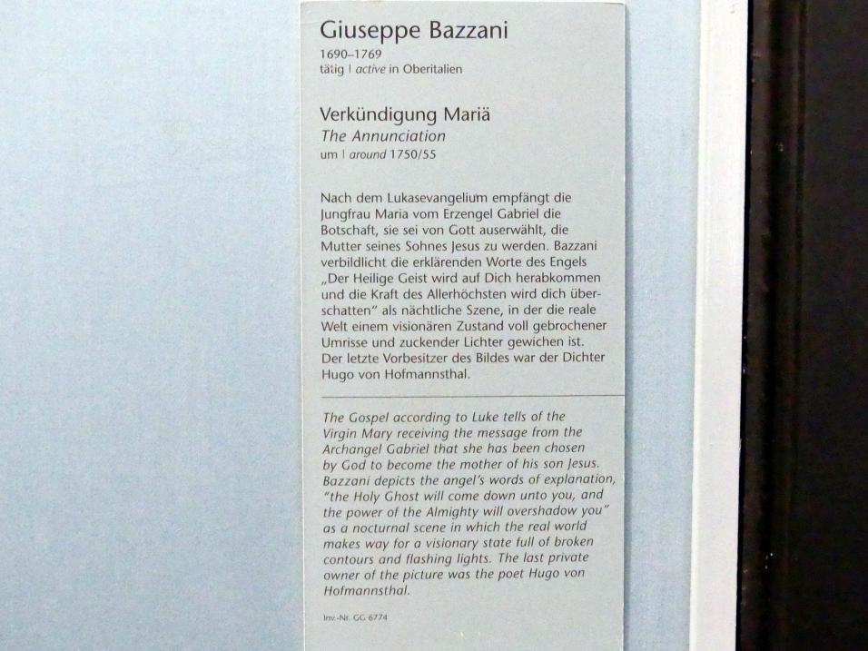 Giuseppe Bazzani (1735–1755), Verkündigung Mariä, Wien, Kunsthistorisches Museum, Kabinett 13, um 1750–1755, Bild 2/2