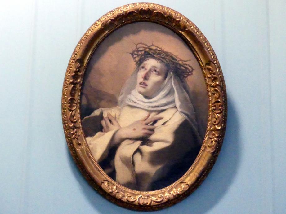 Giovanni Battista Tiepolo (1715–1785), Hl. Katharina von Siena, Padua, Benediktinerabtei Santa Giustina, jetzt Wien, Kunsthistorisches Museum, Kabinett 13, 1746, Bild 1/2