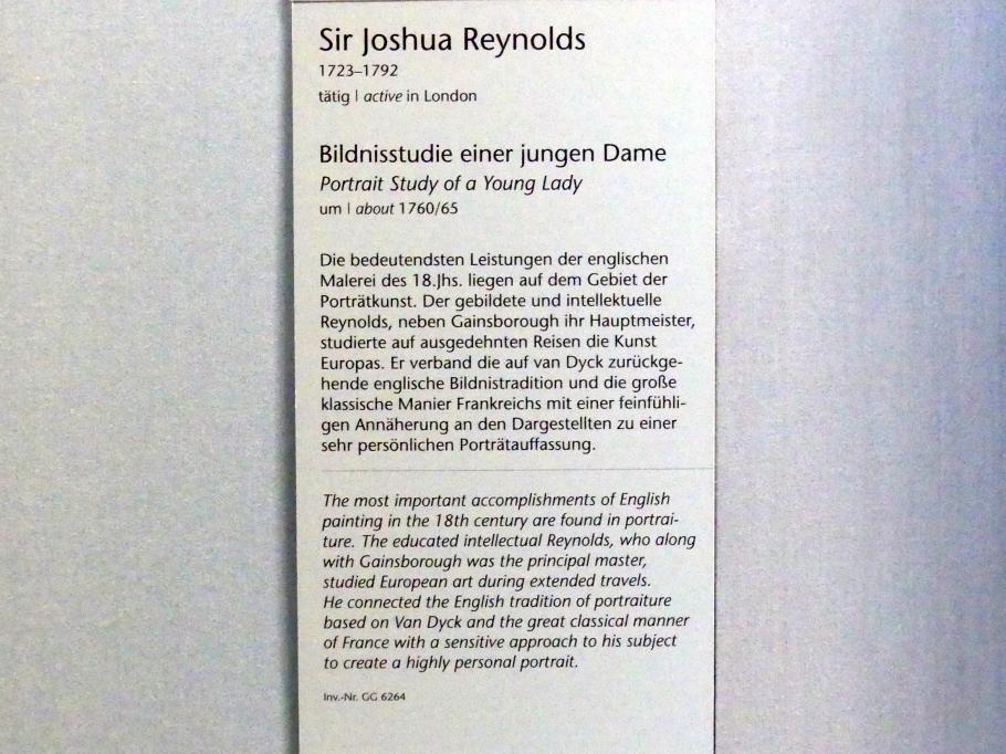 Joshua Reynolds (1754–1789), Bildnisstudie einer jungen Dame, Wien, Kunsthistorisches Museum, Kabinett 13, um 1760–1765, Bild 2/2