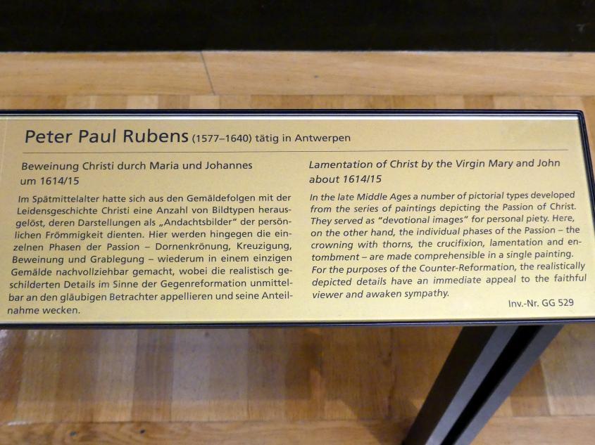 Peter Paul Rubens (1598–1650), Beweinung Christi durch Maria und Johannes, Wien, Kunsthistorisches Museum, Saal XIV, um 1614–1615, Bild 2/2