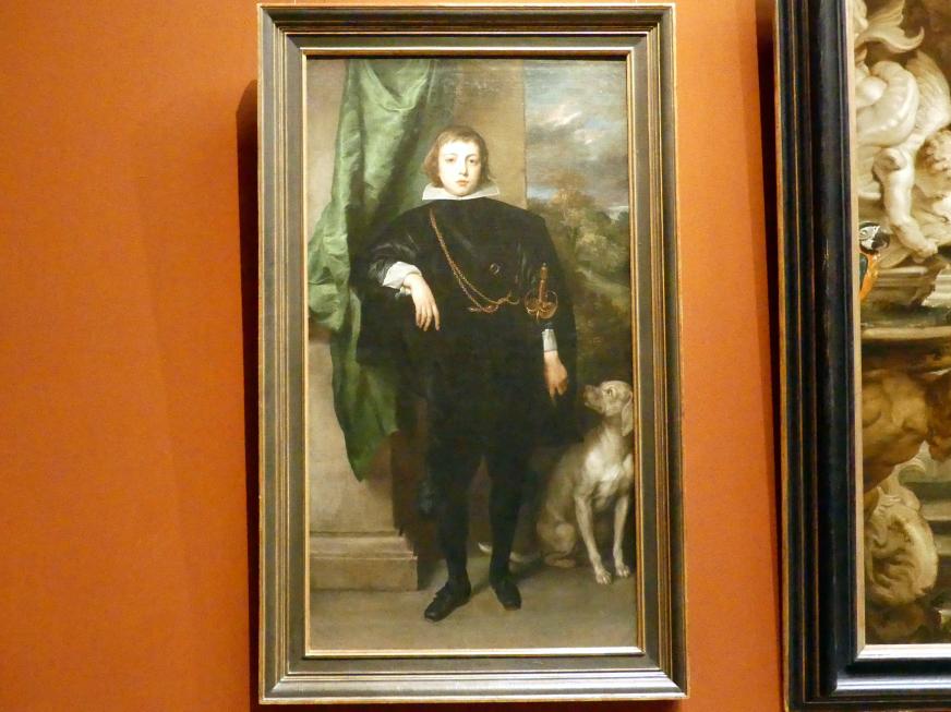 Anthonis (Anton) van Dyck (1614–1641), Filippo Francesco d'Este, Marchese di Lanzo, mit Hund, Wien, Kunsthistorisches Museum, Saal XIII, 1634–1635, Bild 1/2