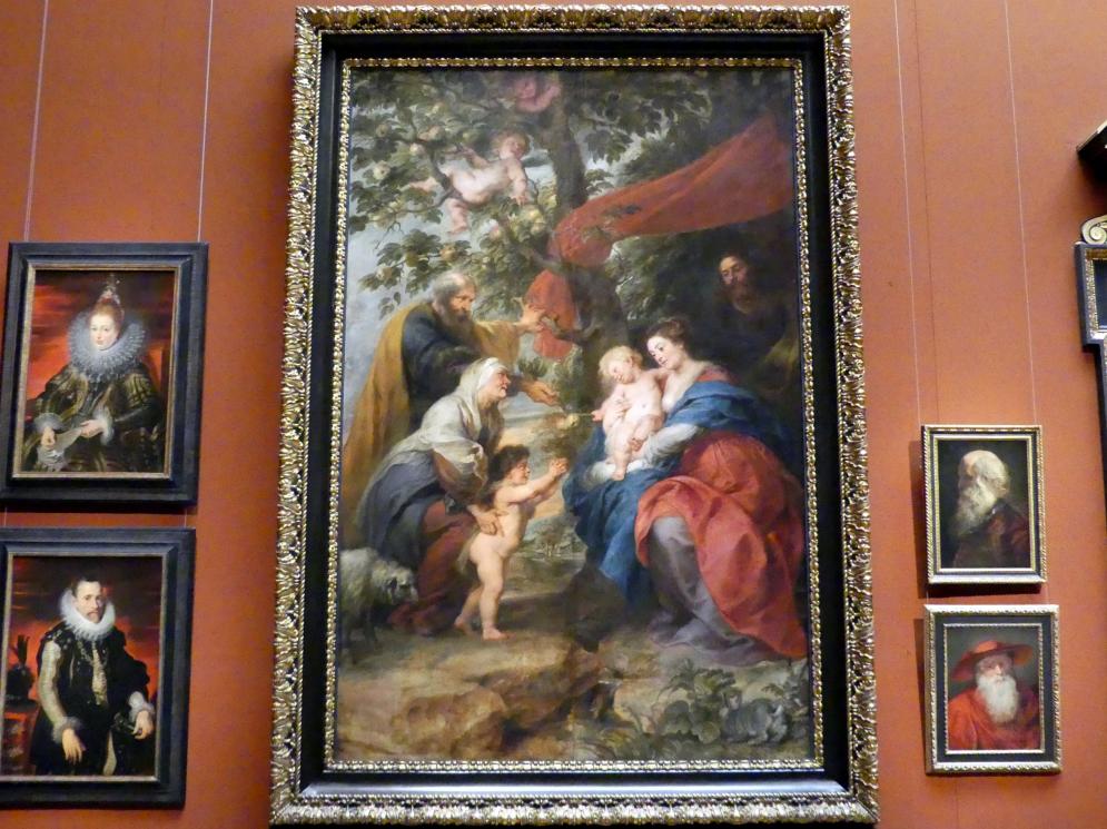 Peter Paul Rubens (1598–1640), Die Heilige Familie unter dem Apfelbaum, Brüssel, Kirche Sint Jakob op Coudenberg, jetzt Wien, Kunsthistorisches Museum, Saal XIII, 1630–1632