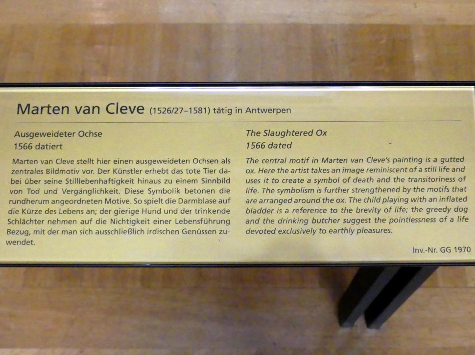 Martin van Cleve (1562–1566), Ausgeweideter Ochse, Wien, Kunsthistorisches Museum, Saal XII, 1566, Bild 2/2